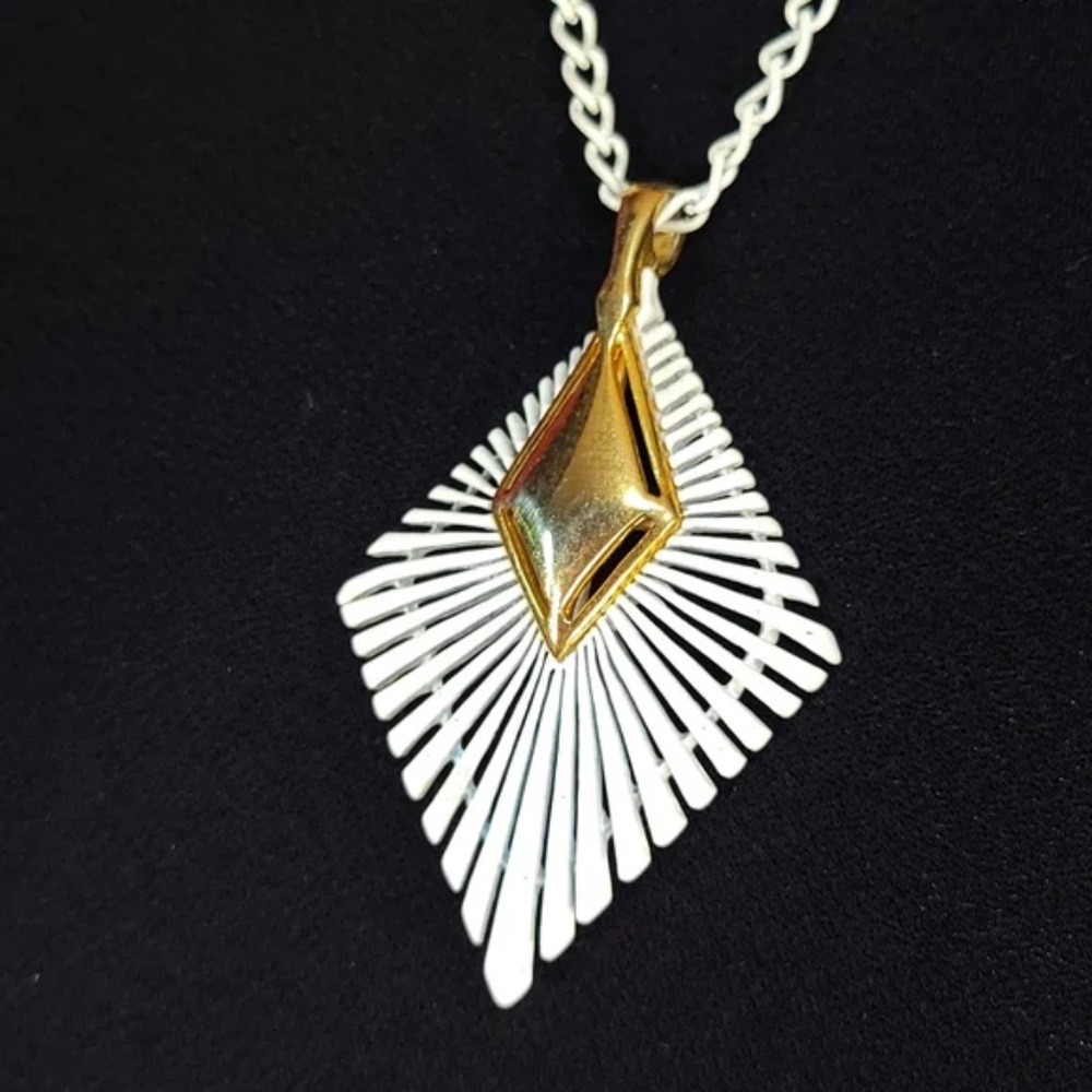 60s Vintage White and Goldtone Long Necklace